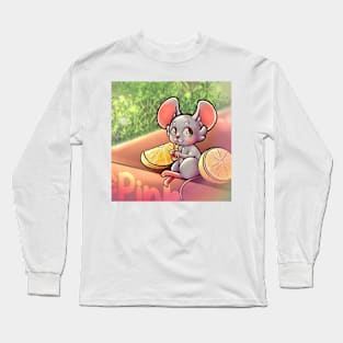 Mouse drinking pink lemonade Long Sleeve T-Shirt